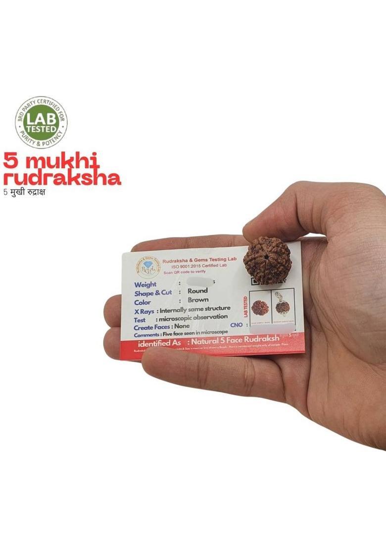 Regga Real Store 5 Mukhi Rudraksha with Cap Beads Wood Pendant Set - Indya