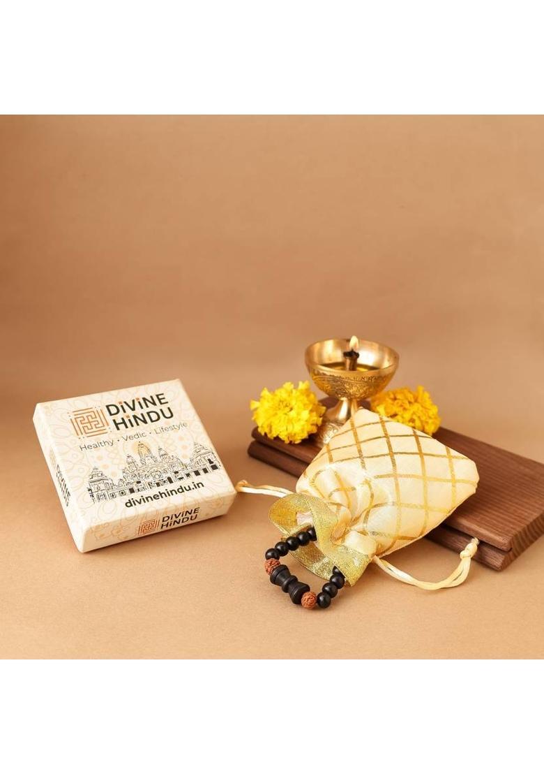 Wood, Rudraksha Beads Charm Bracelet - Indya