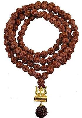 Shiva Trisule Rudraksha Mala Ruby Gold-plated Plated Brass Chain Set