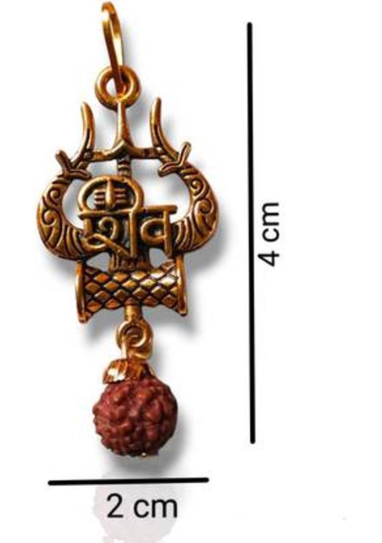 Vanishree World Lord Shiv Trishul Rudraksha Mahadev Locket with Resam Dori for Men and Women Gold-plated Alloy Locket - Indya