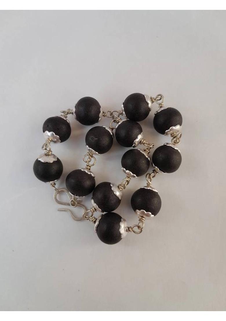 Wood, Silver Bracelet - Indya