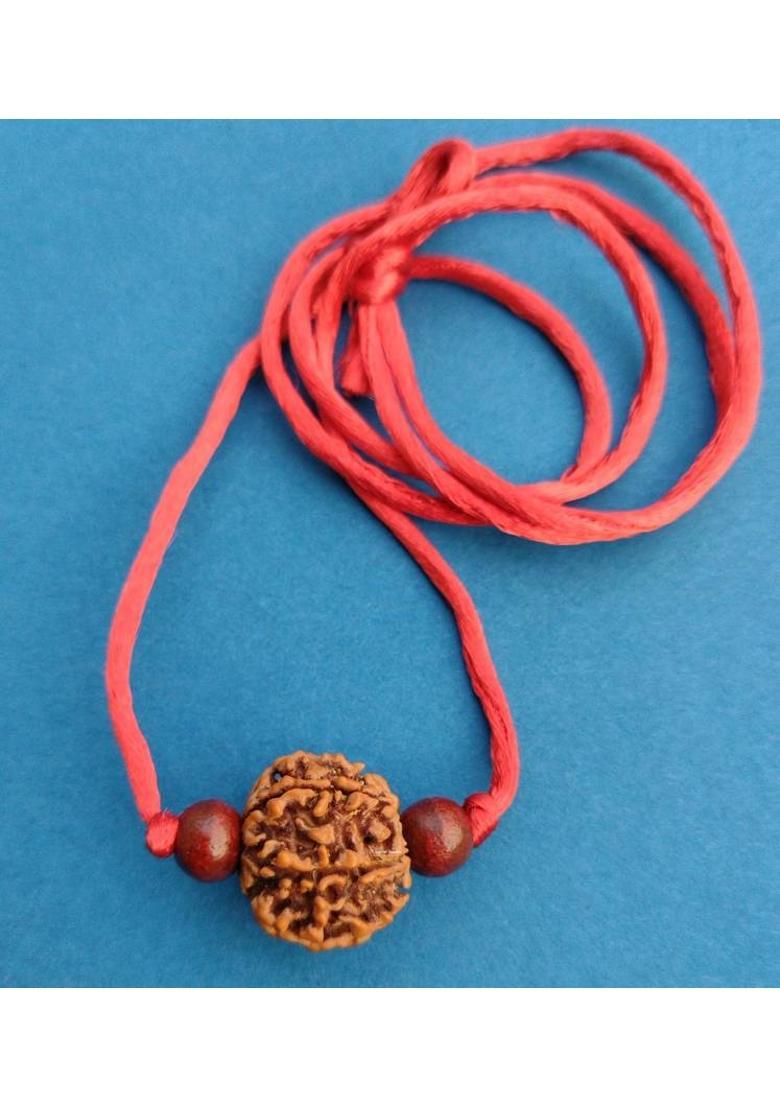jupiter speaks 7 Mukhi Rudraksha Pendant Nepali Size 16-18 mm Natural Red Sandalwood 8MM Beads Wood Pendant - Indya