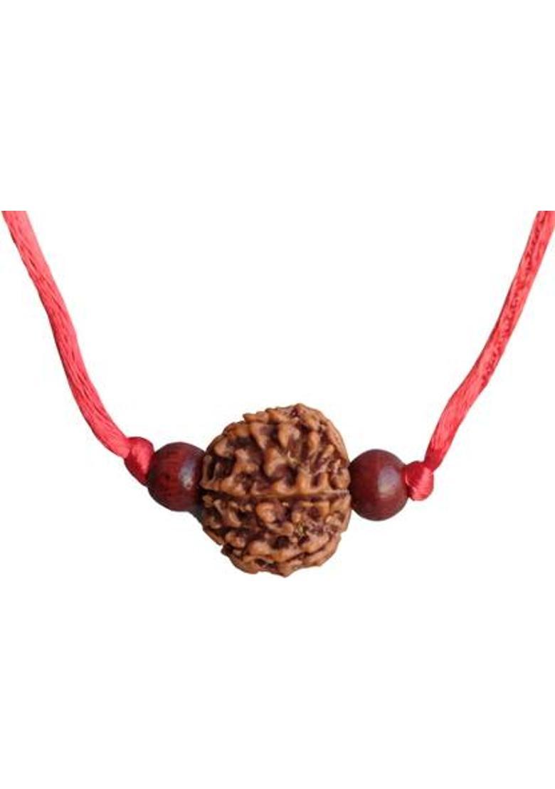 jupiter speaks 7 Mukhi Rudraksha Pendant Nepali Size 16-18 mm Natural Red Sandalwood 8MM Beads Wood Pendant - Indya