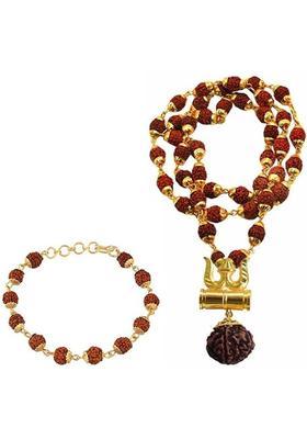 Wood, Alloy Gold, Brown Jewel Set&nbsp;&nbsp;(Pack of 1)