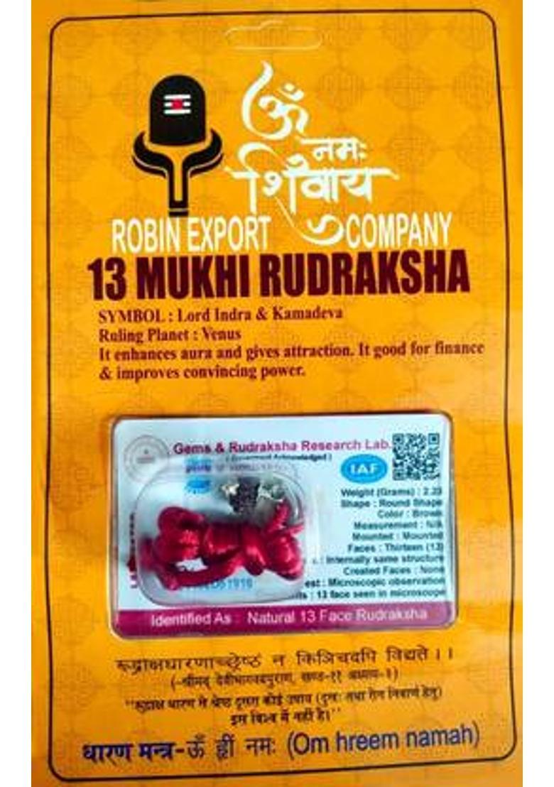 Robin Export Company 13 Mukhi Nepali Rudraksha Thirteen Faced Rudraksha With Certificate Lab Test Sterling Silver Wood - Indya