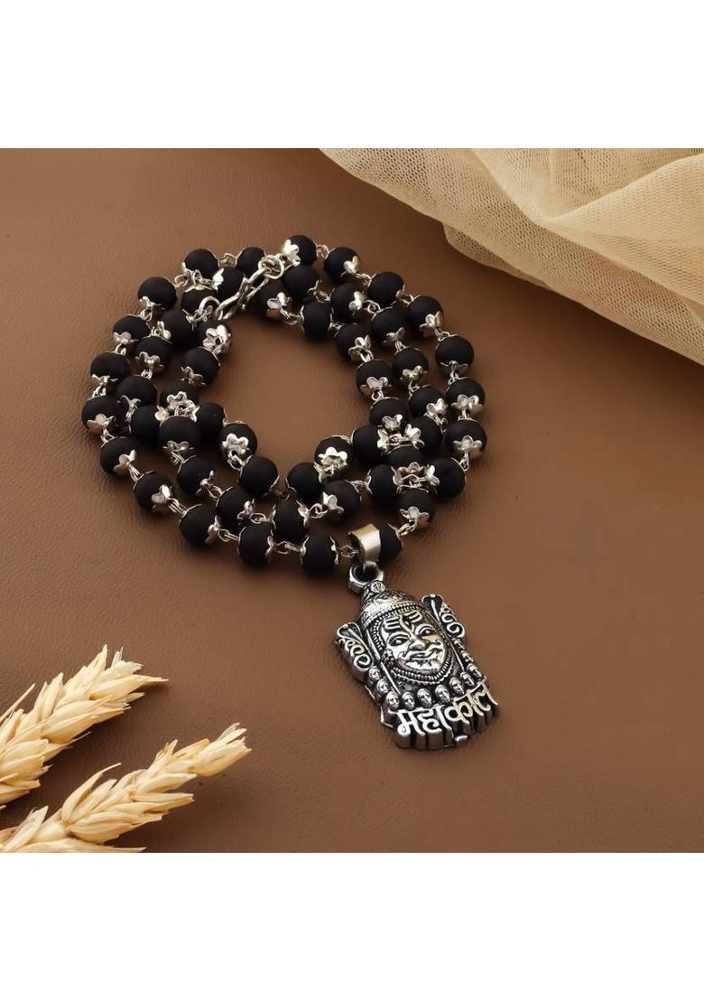 Mahakaal Karungali Mala Silver Plated Brass Chain Set - Indya