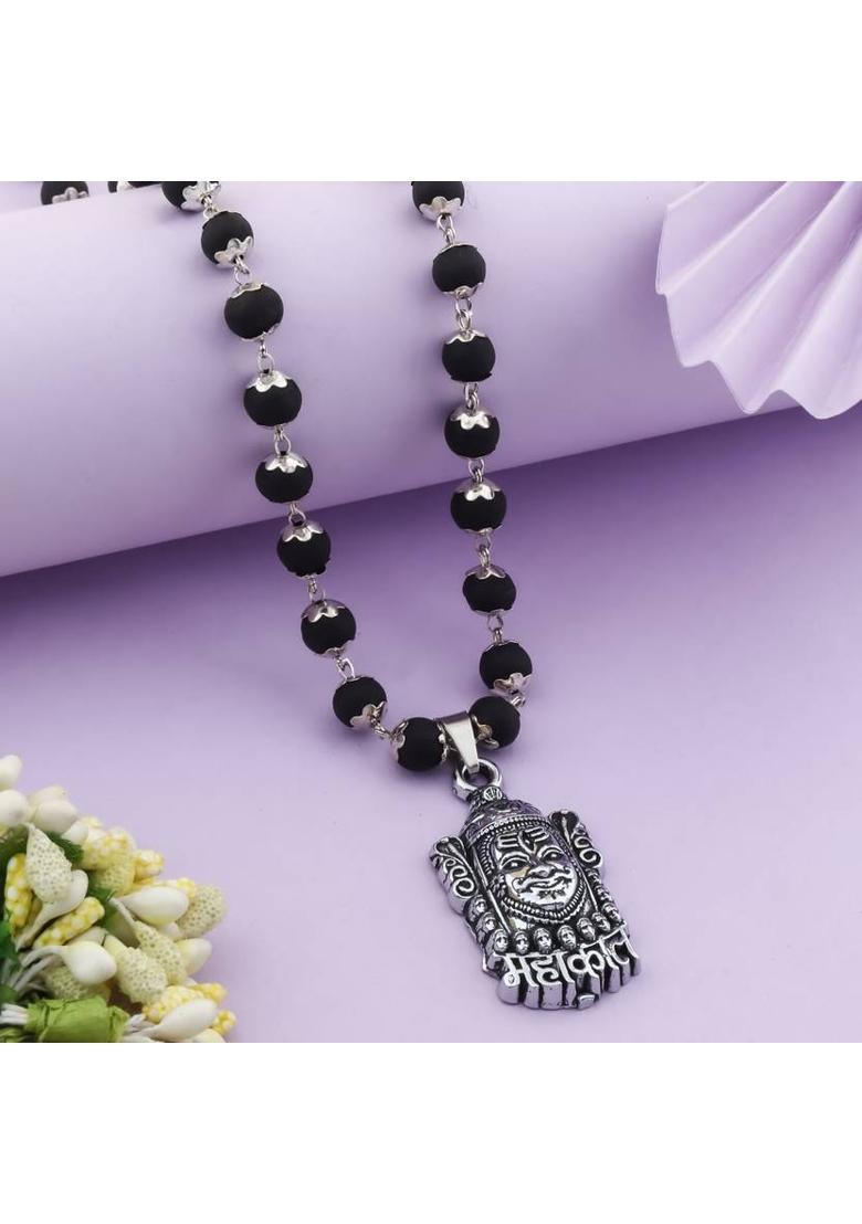 Mahakaal Karungali Mala Silver Plated Brass Chain Set - Indya