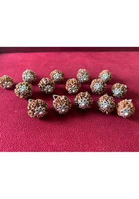 Rudraksham 6 Mukhi Nepali Rudraksha Pendant With Certificate Of Authenticity (Set of 15) Silver Brass Locket Set