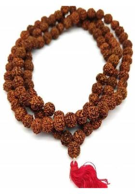 Original 5 Mukhi Rudraksha Certified Natural 8mm Japa Mala 108 Beads Beads Wood Chain