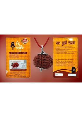 Rudram 7 Face Rudraksha with Handmade Silver Capping Wood Locket Set