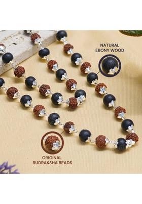 Silver Plated Divya Rudraksha Karungali Mala Silver Plated Wood Necklace