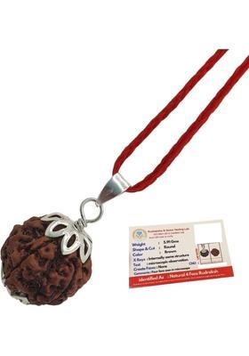 AstroVidhanart Original 04 Four Mukhi Rudraksha/Natural 04 Face Rudraksha Silver Beads Brass, Wood Pendant