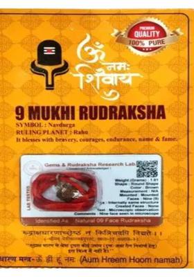 HARIDWARR 9 Mukhi Rudraksha Original and Natural with Lab Report Silver Wood Pendant Wood Locket