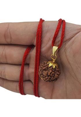 JangraBro 100% Original Five Face Rudraksha (5 Mukhi Rudraksh) Lab Certified For Unisex Gold-plated Beads Brass, Wood Locket
