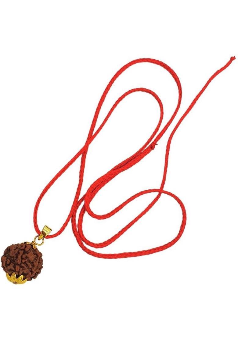 JangraBro 100% Original Five Face Rudraksha (5 Mukhi Rudraksh) Lab Certified For Unisex Gold-plated Beads Brass, Wood Locket - Indya