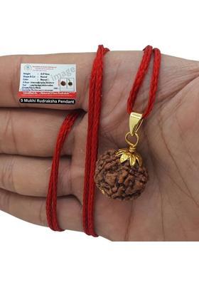 Haven gemsstone 5 Mukhi Rudraksha Original Certified IGL || Original Seller Nepali Rudraksha Gold-plated Beads Brass, Wood Pendant Set
