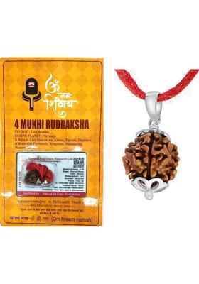 HARIDWARR 4 Mukhi Rudraksha, 4 face Rudraksha Kawach Four Rudraksh Locket Pendant Wood Locket