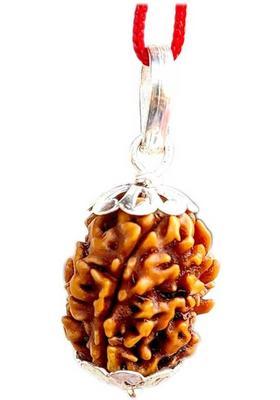 PRIYANSHU NAVRATN Lab Certified Natural 3 Mukhi Rudraksha Locket 3 Face Rudraksha Pendant Beads Silver Beads Wood Pendant