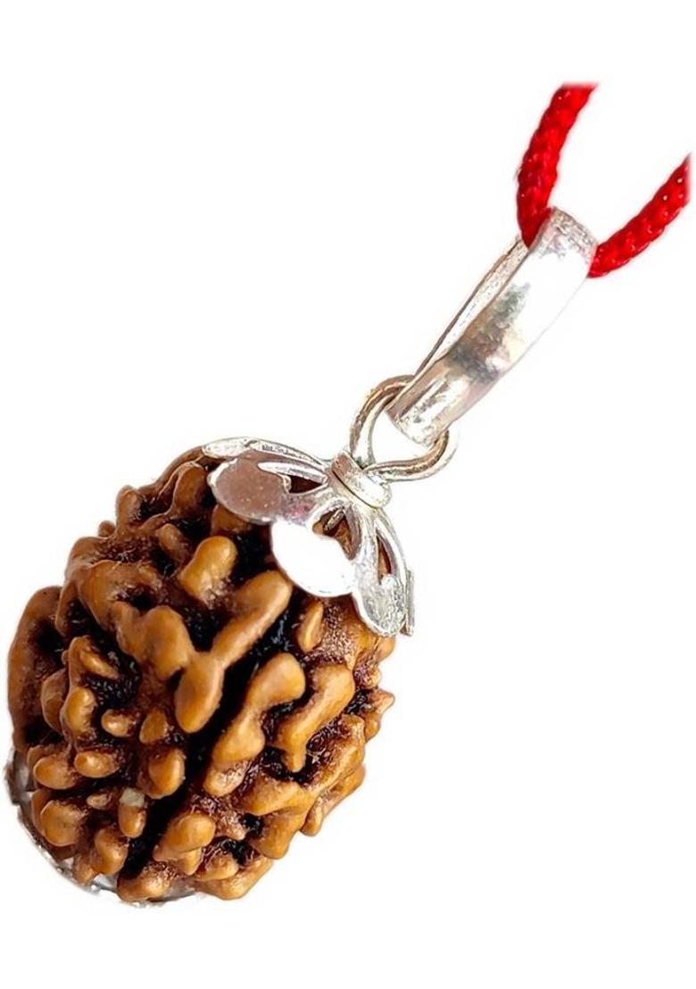 PRIYANSHU NAVRATN Lab Certified Natural 3 Mukhi Rudraksha Locket 3 Face Rudraksha Pendant Beads Silver Beads Wood Pendant - Indya