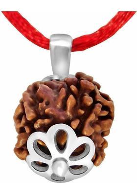 Haven gemsstone Four Face Rudraksha Original Rudraksha 4 Mukhi Nepali Rudraksha Metal Capping Wood Pendant