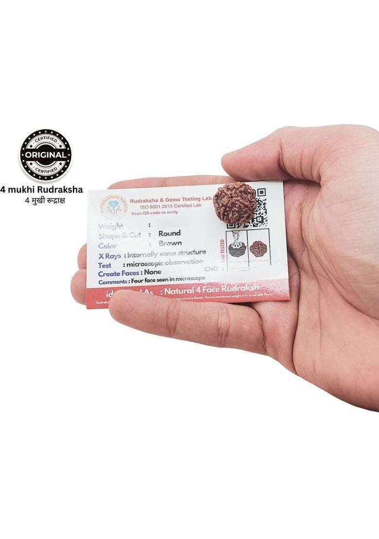 AJ Articles 100 % Original & Natural four Face / 4 Mukhi Rudraksha Beads Wood Pendant Set - Indya