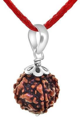 Beautum 5 Mukhi Rudraksha with Certified, Standard, Natural Brown (1) Wood Pendant
