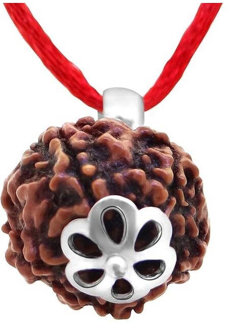Beautum 5 Mukhi Rudraksha with Certified, Standard, Natural Brown (1) Wood Pendant - Indya