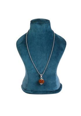 Astrodidi 6 Mukhi Rudraksha Nepali Natural Six Face Rudraksh With Chain NA, Rhodium Alloy Pendant