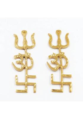 Parashara Arkam Swastik Om Trishul Trishakti Yantra / Brass Trishakti / Tri Shakti - Set of 2 Brass Yantra&nbsp;&nbsp;(Pack of 2)