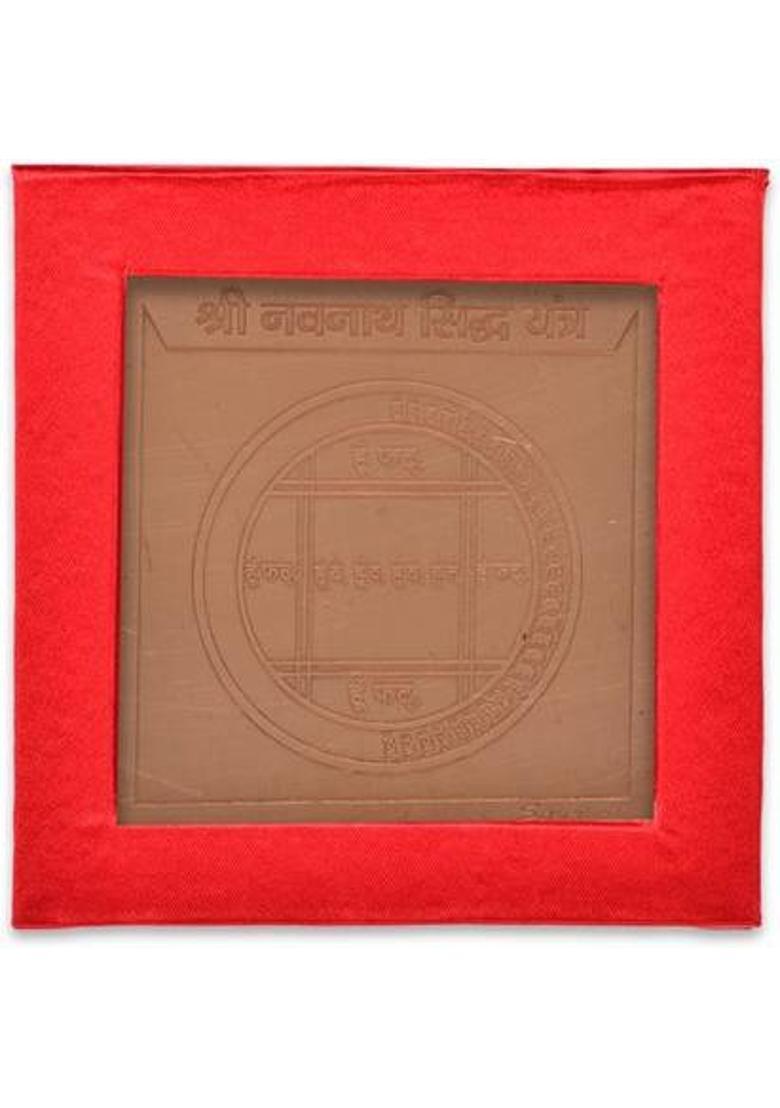 Kesar Zems Pure Copper Navnaath Yantra With Red Box (10 cm x 10 cm x 0.02 cm) Brown Copper Yantra - Indya