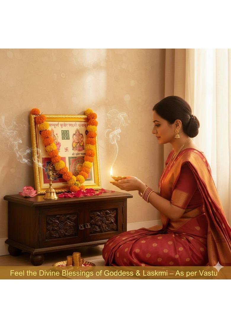 URBAN SELECT Gold-Plated Shri Kuber Lakshmi Yantra Frame for Home, Office & Prosperity Wooden Yantra&nbsp;&nbsp;(Pack of 1) - Indya