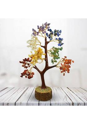 REIKI CRYSTAL PRODUCTS Natural Crystal 7 Chakra Tree Crystal Tree Stone Tree 300 Beads Tree Chip Beads Plant Reiki Healing Tree Crystal Stone Indoor Crystal, Brass Yantra&nbsp;&nbsp;(Pack of 1)
