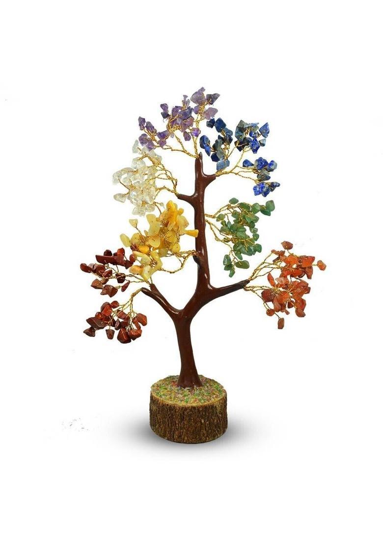 REIKI CRYSTAL PRODUCTS Natural Crystal 7 Chakra Tree Crystal Tree Stone Tree 300 Beads Tree Chip Beads Plant Reiki Healing Tree Crystal Stone Indoor Crystal, Brass Yantra&nbsp;&nbsp;(Pack of 1) - Indya