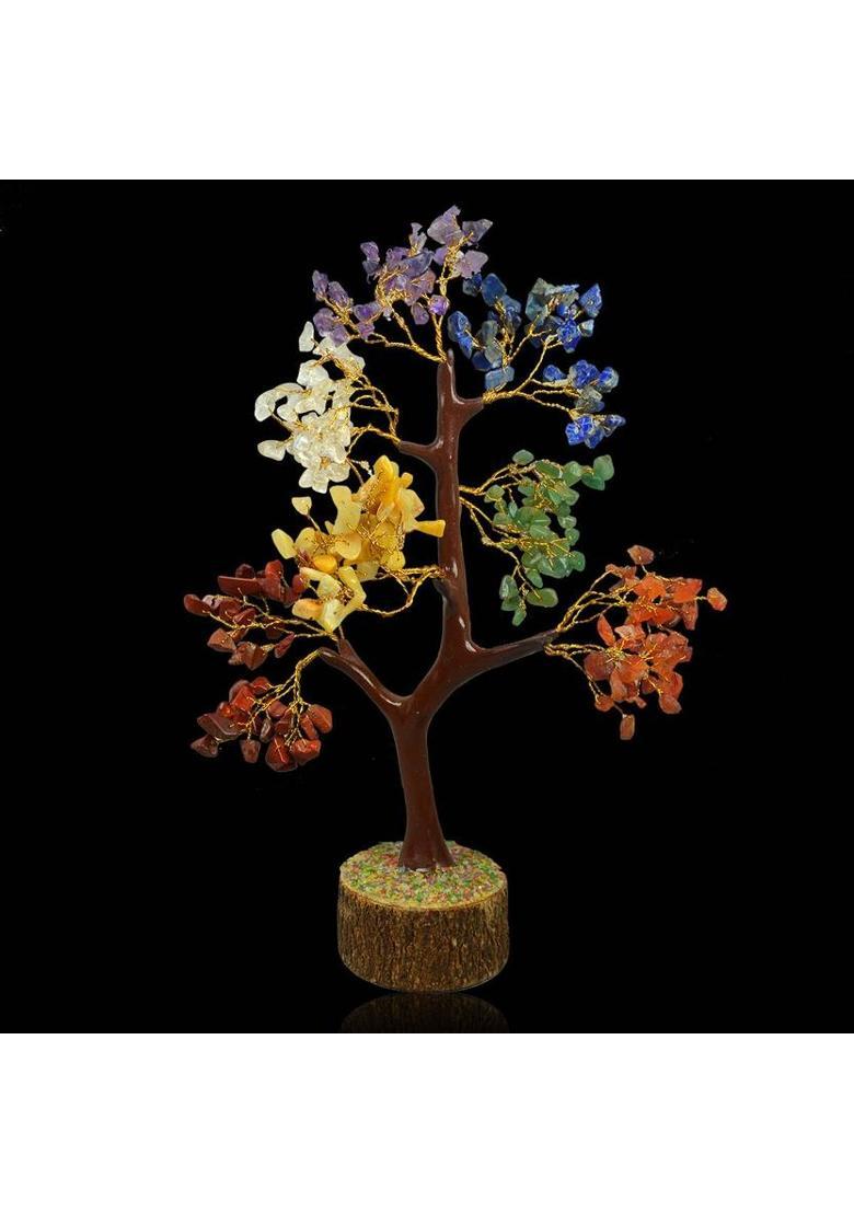 REIKI CRYSTAL PRODUCTS Natural Crystal 7 Chakra Tree Crystal Tree Stone Tree 300 Beads Tree Chip Beads Plant Reiki Healing Tree Crystal Stone Indoor Crystal, Brass Yantra&nbsp;&nbsp;(Pack of 1) - Indya