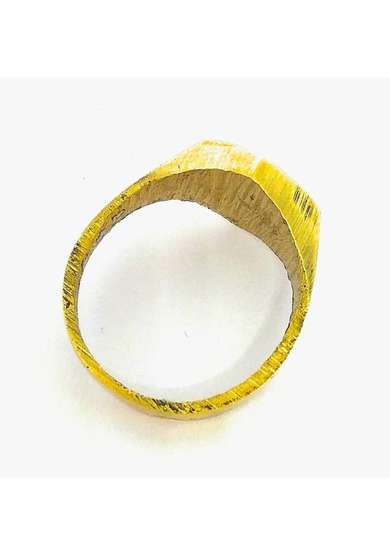 Astrosale Ashtadhatu Gold Plated Brihaspati Greh Ring For Money , Wealth & Prosperity Brass Yantra&nbsp;&nbsp;(Pack of 1) - Indya