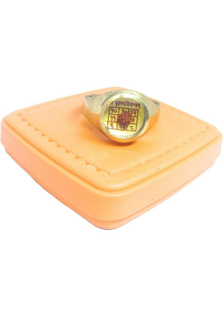 Astrosale Ashtadhatu Gold Plated Brihaspati Greh Ring For Money , Wealth & Prosperity Brass Yantra&nbsp;&nbsp;(Pack of 1) - Indya