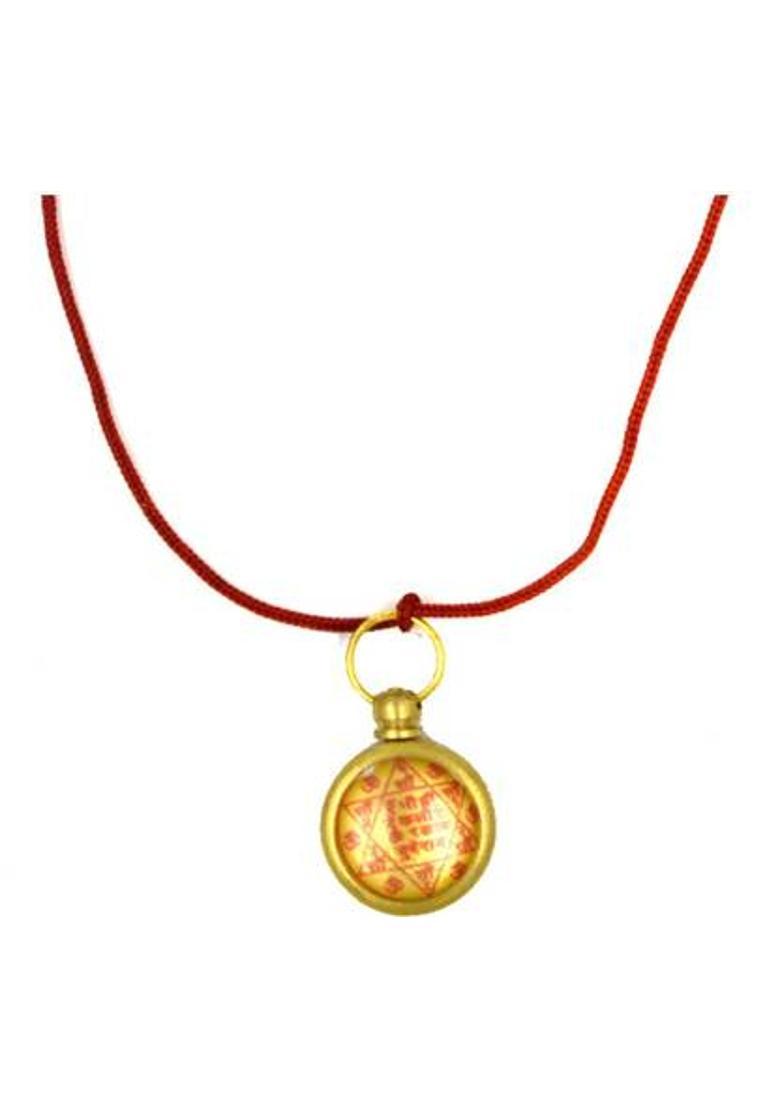 faynci Kuber Astadhatu Brass Yantra Locket with Cotton Dori For Pooja, Health, Wealth, Prosperity and Success Brass, Cotton Yantra&nbsp;&nbsp;(Pack of 1) - Indya