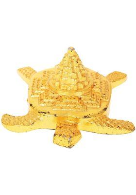 Kesar Zems Zinc Shree Yantra on Tortoise (7 cm x 6 cm x 3 cm, Gold) Plated Yantra