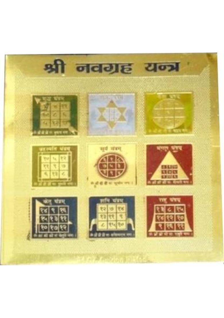 Kesar Zems Golden Plated Nav Grah Yantra Plated Yantra - Indya