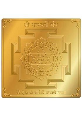 Rudra Centre Saraswati 3”X 3” Inch Gold Finish Brass Yantra&nbsp;&nbsp;(Pack of 1)