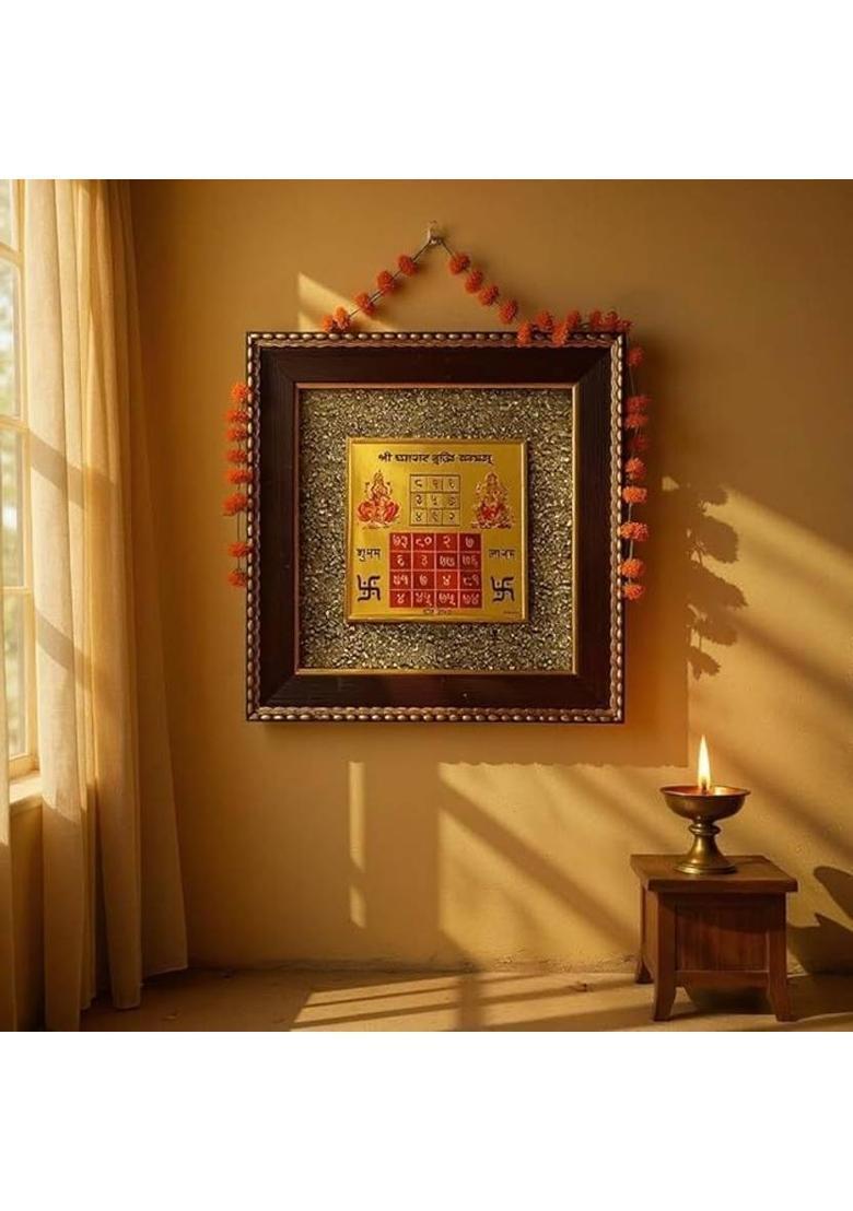 BHAGYA G Vyapar Vriddhi Yantra Pyrite Stone for Business Success Growth Attraction Gold Yantra&nbsp;&nbsp;(Pack of 1) - Indya