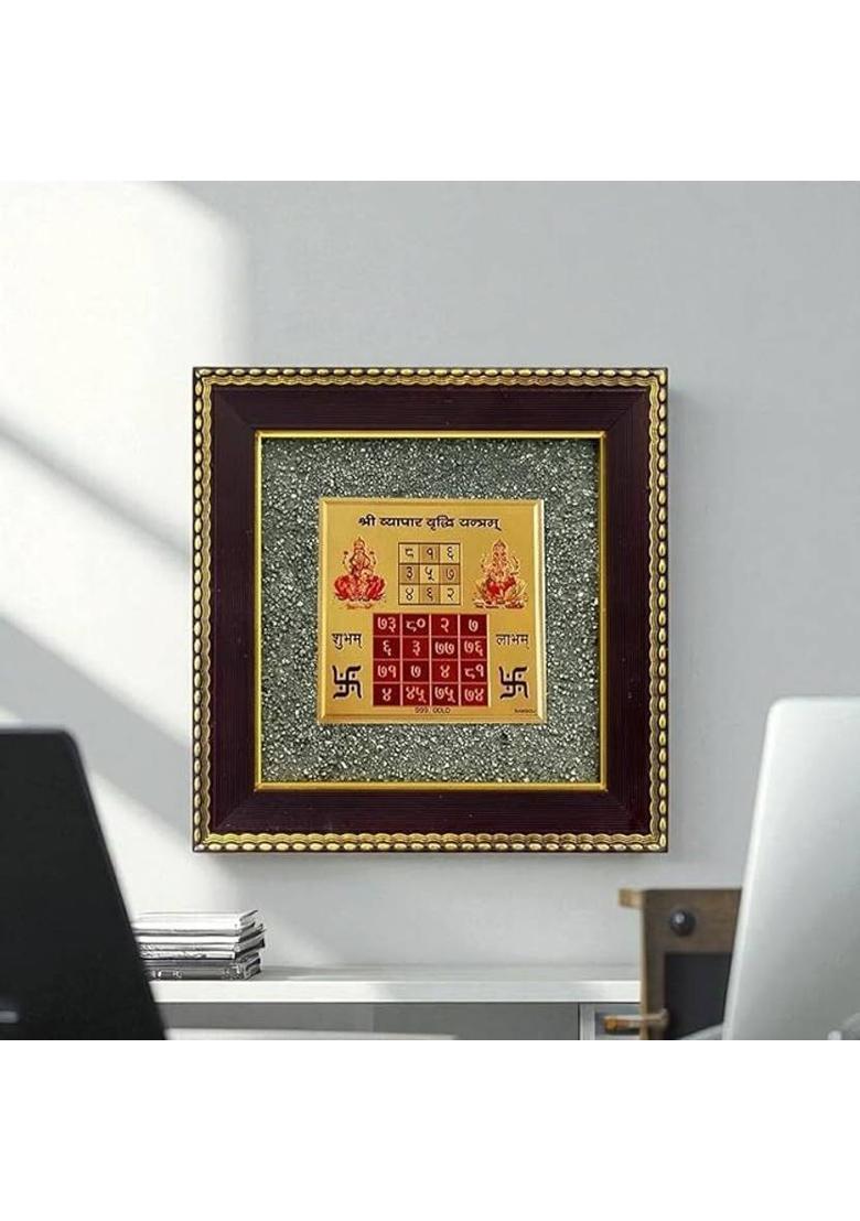 BHAGYA G Vyapar Vriddhi Yantra Pyrite Stone for Business Success Growth Attraction Gold Yantra&nbsp;&nbsp;(Pack of 1) - Indya