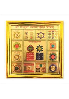Almoda Creations Shree Prasad® Gold Plated Shree Sampurna Vyapar Vridhi Yantra with Golden Frame Wooden Yantra&nbsp;&nbsp;(Pack of 1)