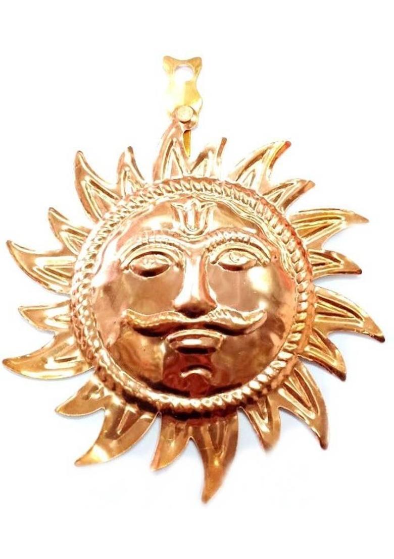 MNA Copper Suryanarayan Face, Wall Hanging Copper Suryanarayan Face, Surya Yantra Copper Yantra&nbsp;&nbsp;(Pack of 1) - Indya