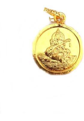 MNA Gold Plated Saraswati Yantra Lockte, Brass Pendent Yantra With Dori Brass Yantra&nbsp;&nbsp;(Pack of 1)