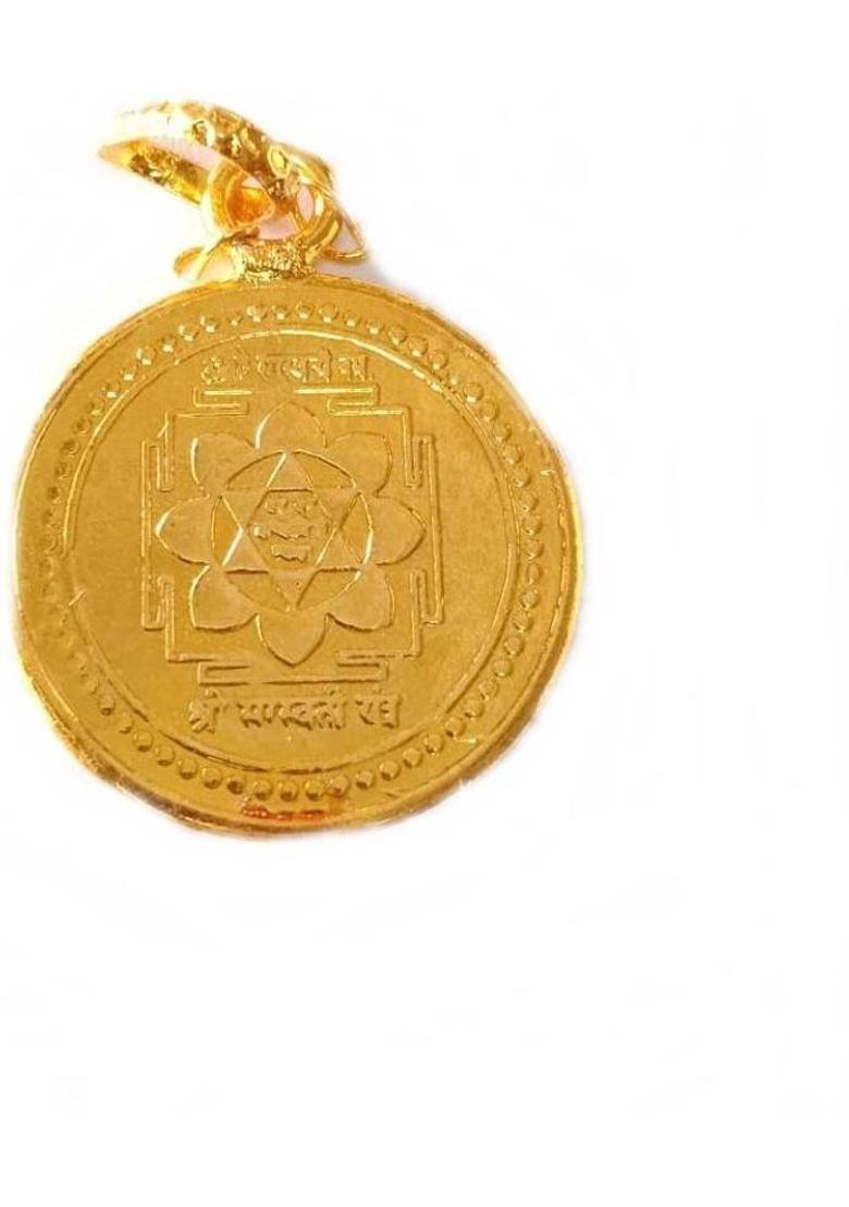 MNA Gold Plated Saraswati Yantra Lockte, Brass Pendent Yantra With Dori Brass Yantra&nbsp;&nbsp;(Pack of 1) - Indya