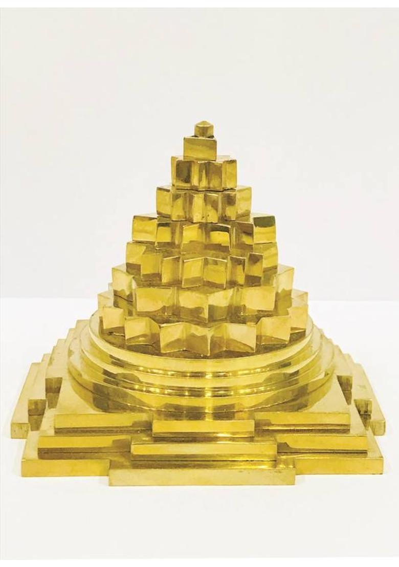 Parashara Meru Shri Yantra - Brass - for Success, Wealth & Prosperity (7.5 x 7.5 x 6.5 cm) Brass Yantra&nbsp;&nbsp;(Pack of 1) - Indya