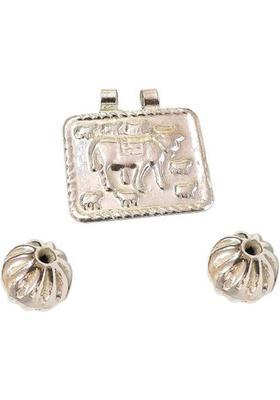 Sahiba Gems Sahiba Gems Silver / Chandi Silver Ahoi Ashtami Hoi Puja Amulet Pendant (Standard Size) with Ahoi Mata Dane Moti 2 pieces for Women Silver Yantra&nbsp;&nbsp;(Pack of 1)