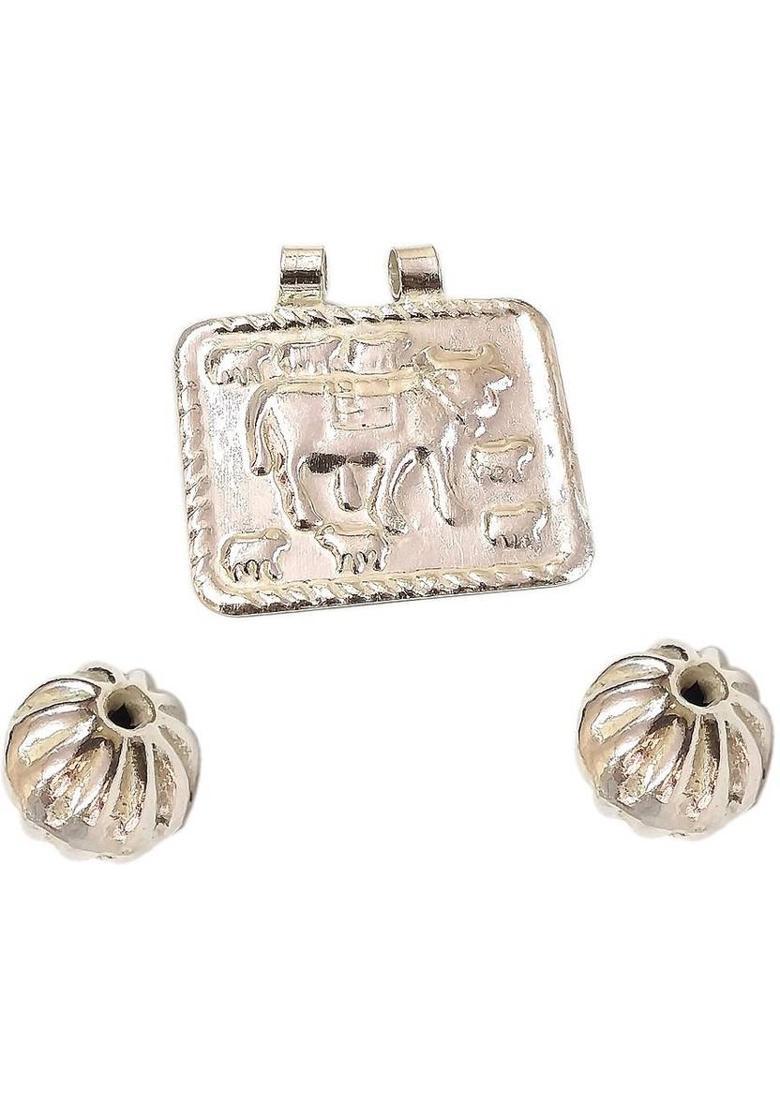 Sahiba Gems Sahiba Gems Silver / Chandi Silver Ahoi Ashtami Hoi Puja Amulet Pendant (Standard Size) with Ahoi Mata Dane Moti 2 pieces for Women Silver Yantra&nbsp;&nbsp;(Pack of 1) - Indya