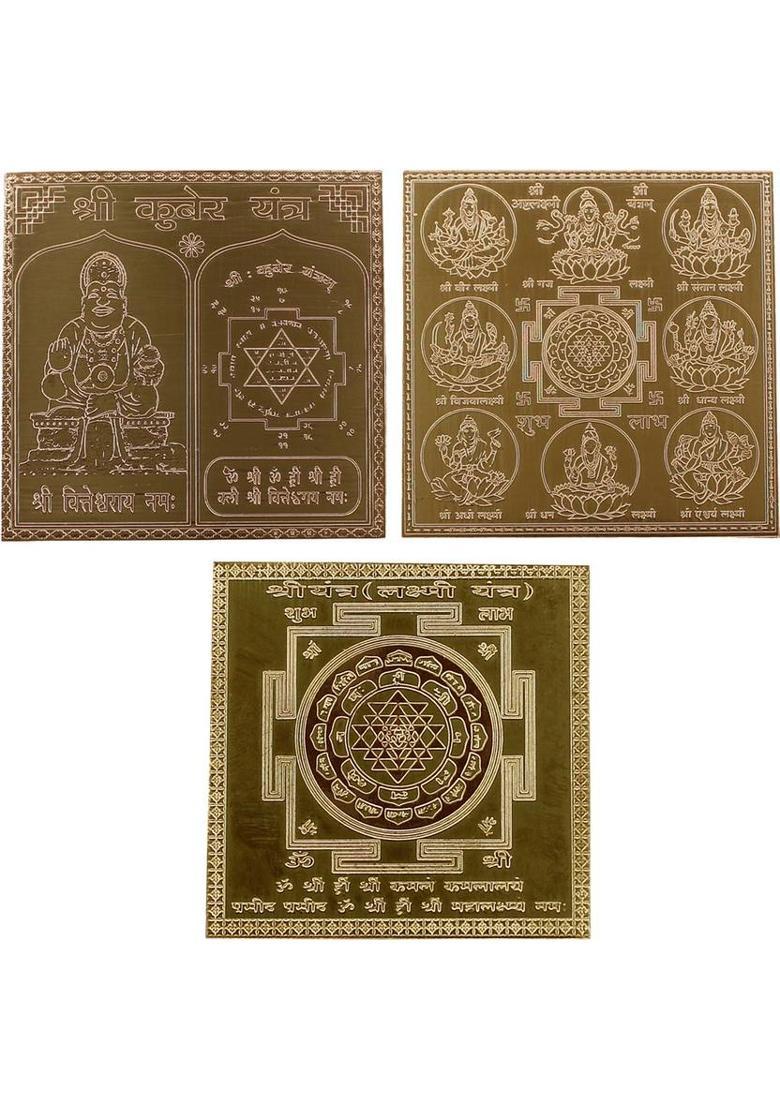 vinayakmoorti Kuber Yantra / Ashta Laxmi Yantra / Shree Yantra (Lakshmi Yantra) Copper Yantra&nbsp;&nbsp;(Pack of 3) - Indya